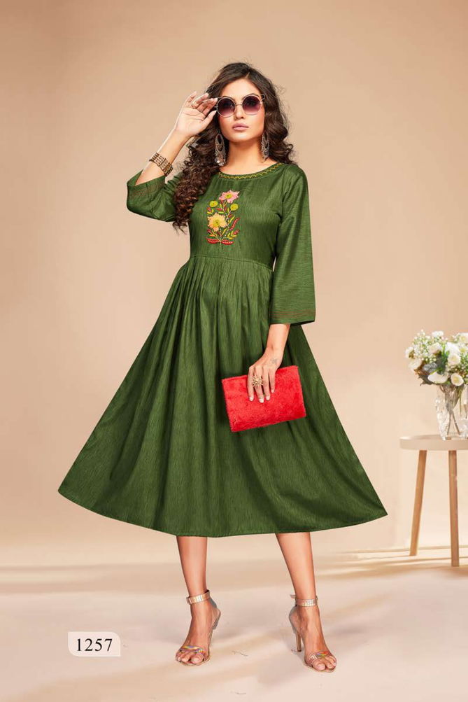 Munch Dee Cee New Exclusive Wear Rayon Designer Fancy Kurtis Collection